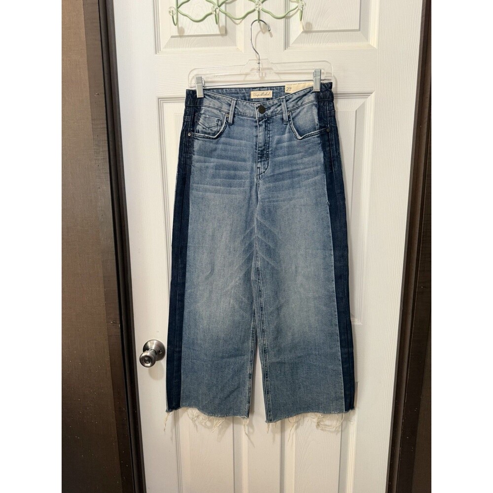 Anthropologie Unpublished Greta Blossom Jeans Sz 27 NWT CROPPED WIDE LEG RAW HEM